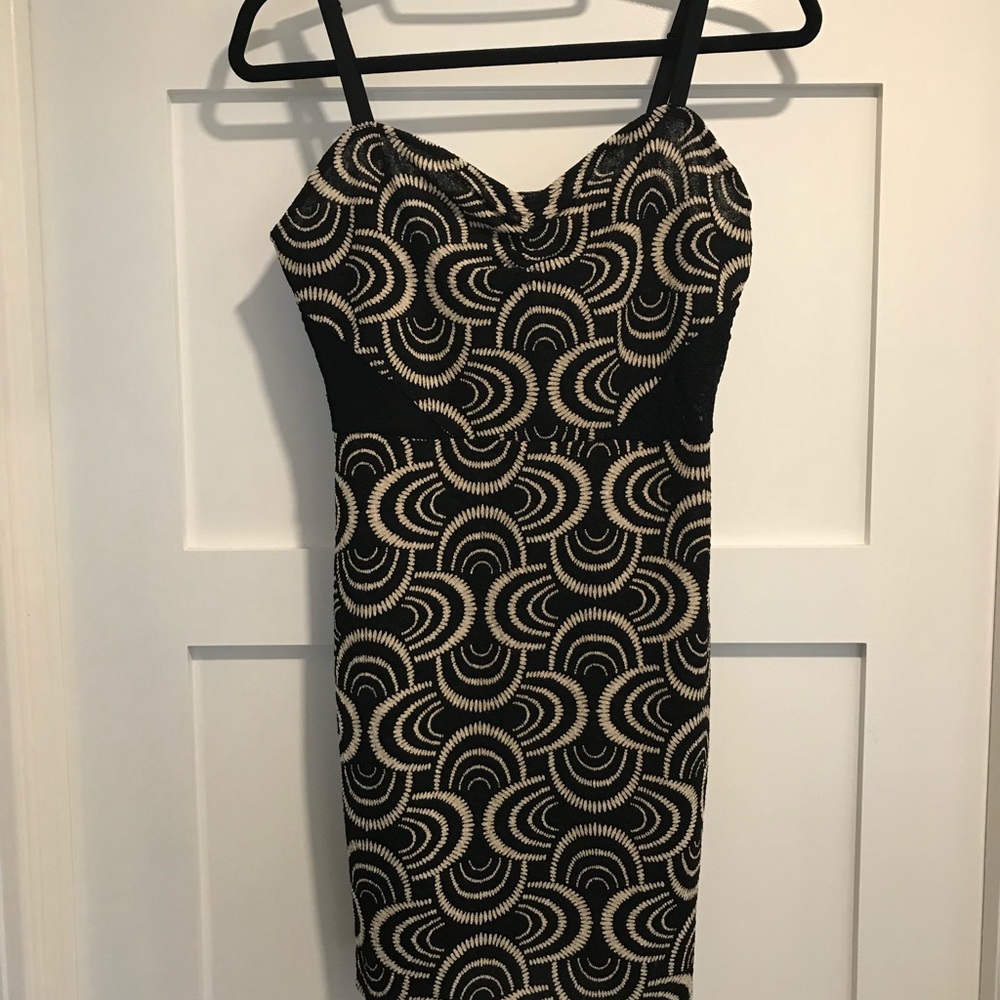 Free People black dress with white arc design